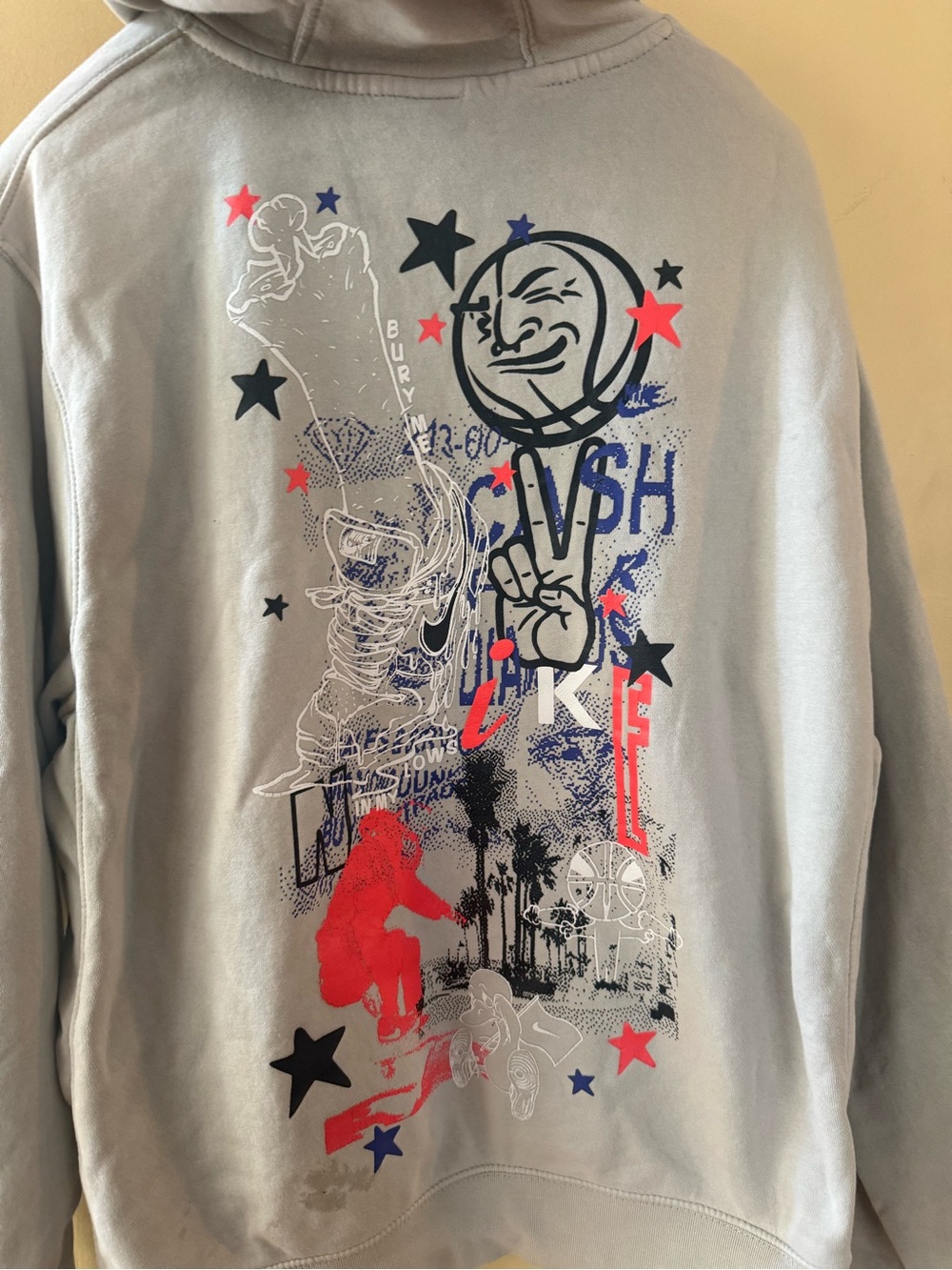 Nike Sportswear Club Moon Face Graphic Hoodie Mens M Retro Pullover